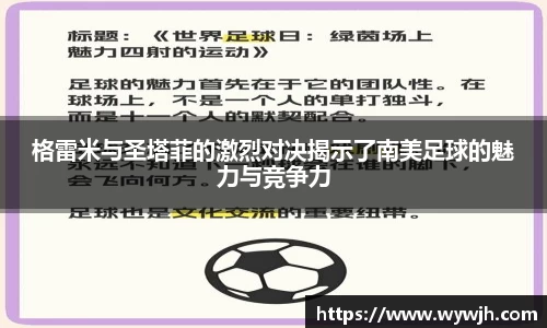 格雷米与圣塔菲的激烈对决揭示了南美足球的魅力与竞争力
